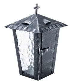 Lanterne funéraire <tc>LIENBACHER</tc> avec porte et piquet, noire, 24 cm