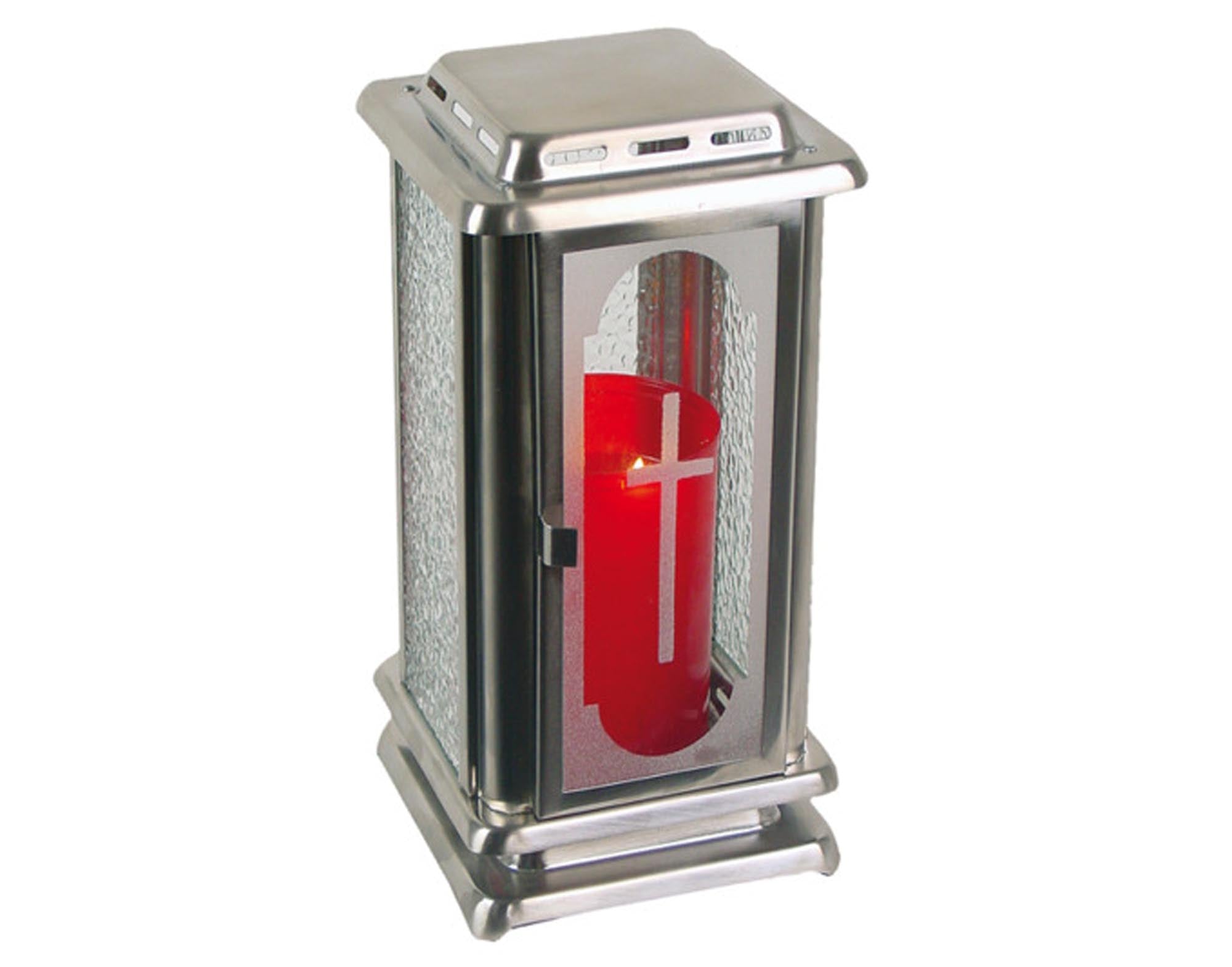 <tc>LIENBACHER</tc> Grave lantern with door and ground spike inox 23.5 cm