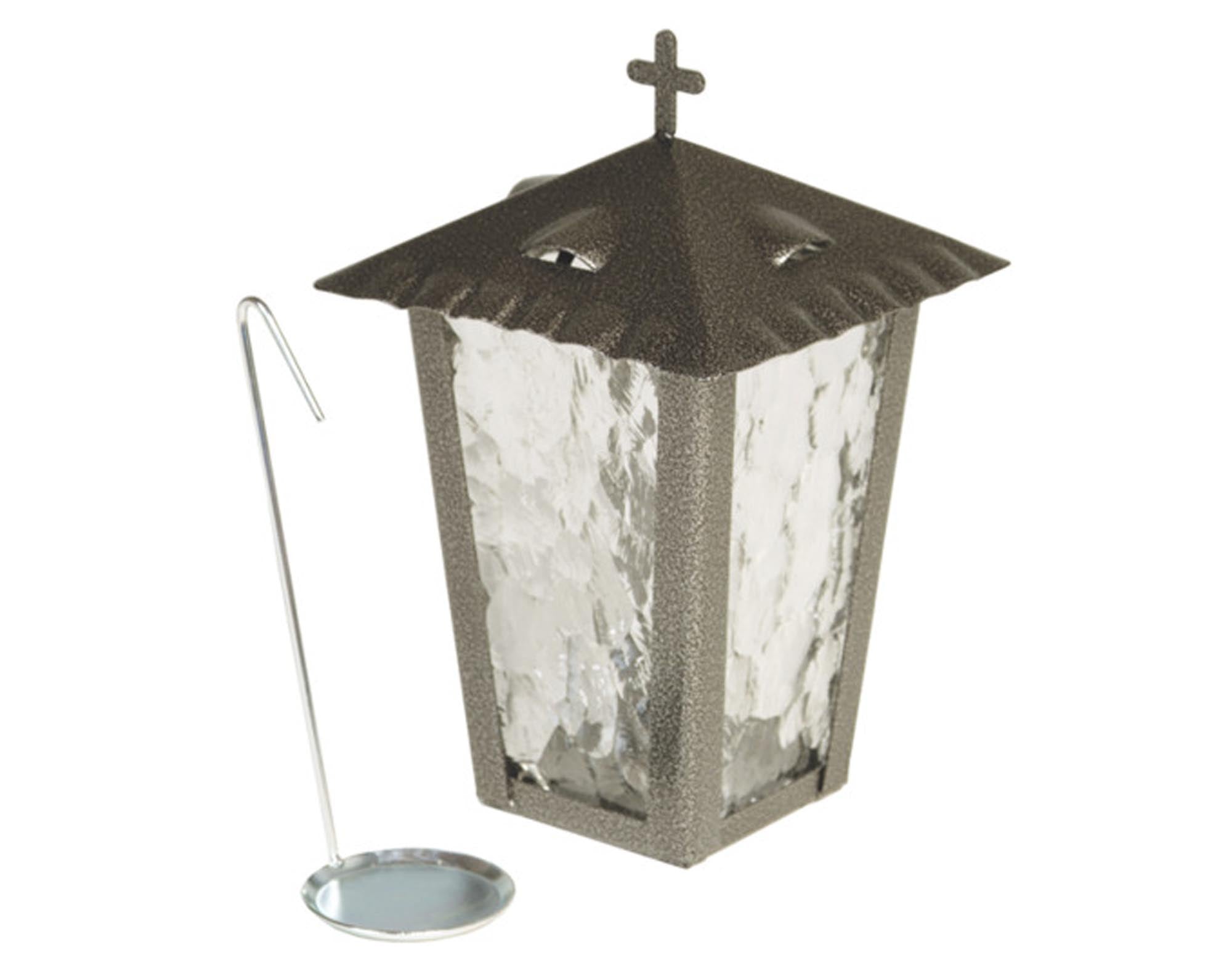 LIENBACHER Grablaterne mit Klappdeckel und Erdspiess silber 24 cm in  präsentiert im Onlineshop von KAQTU Design AG. Laterne ist von LIENBACHER