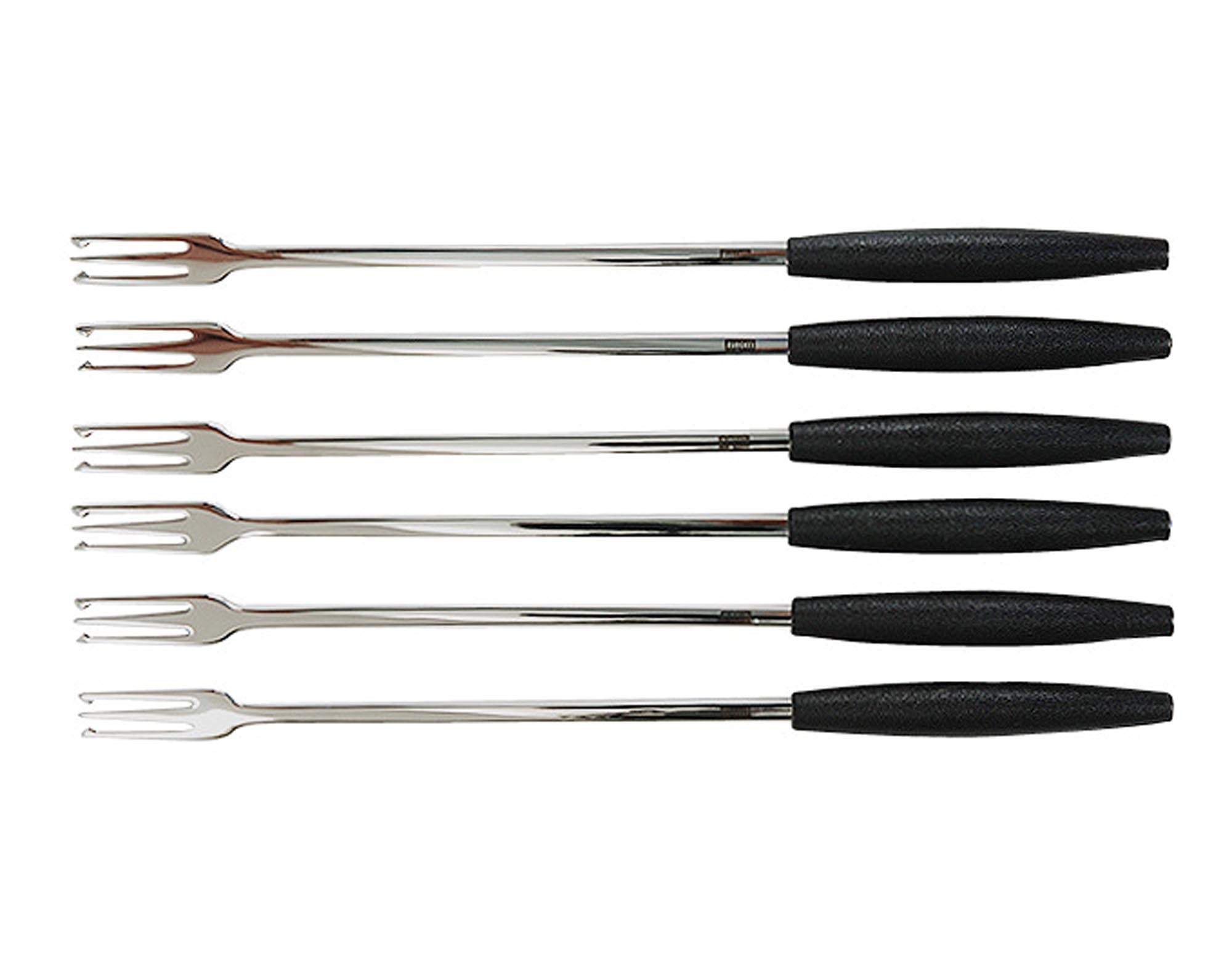 Elegante Fonduegabeln aus Edelstahl, 25 cm, spülmaschinenfest, ergonomisch, ideal für Fondue & Raclette. Set mit 6 Stück von STÖCKLI.