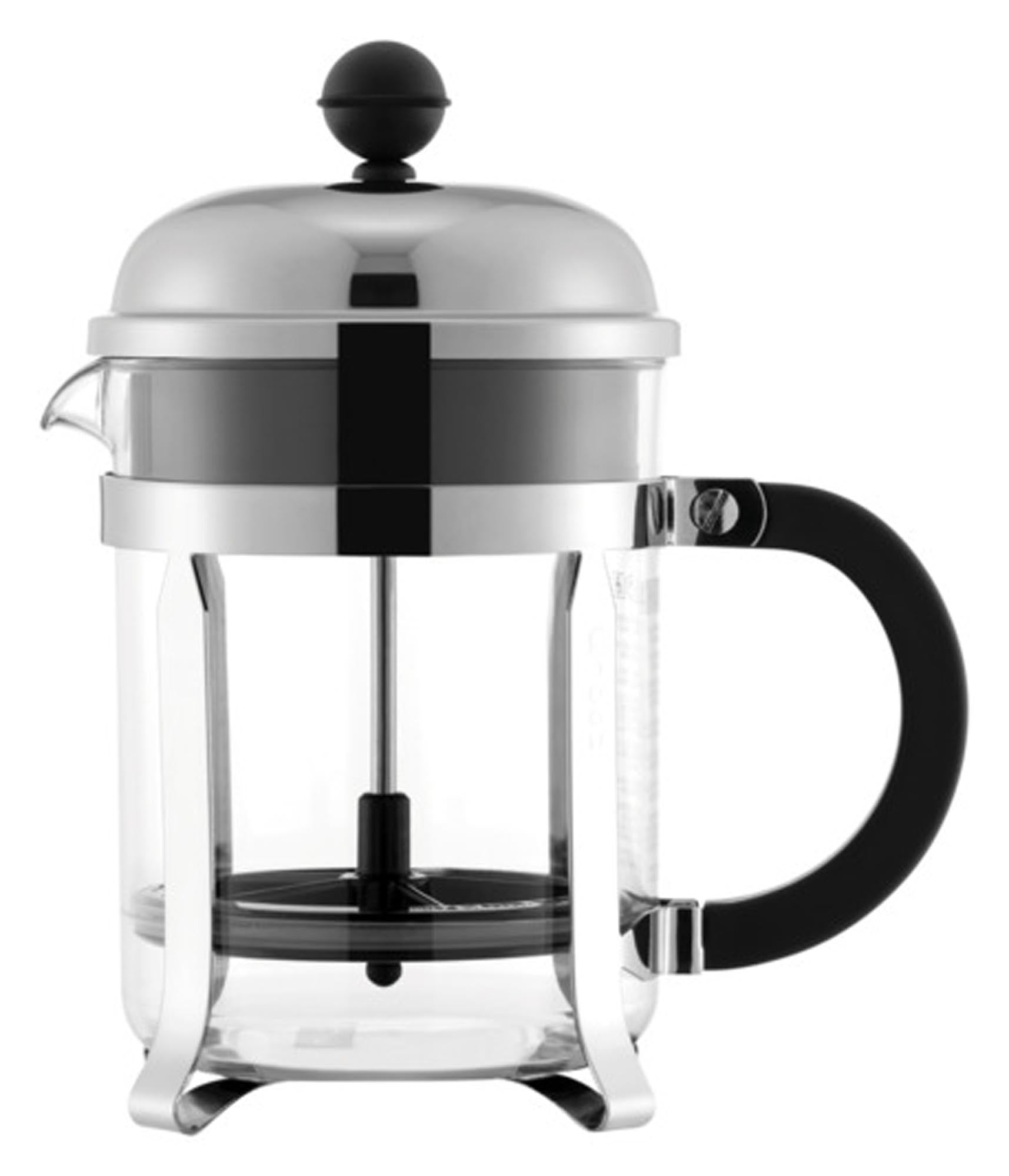 Eleganter BODUM Chambord Kaffeezubereiter: 4 Tassen, Borosilikatglas, Edelstahlfilter, klassisches Design, spülmaschinenfest.
