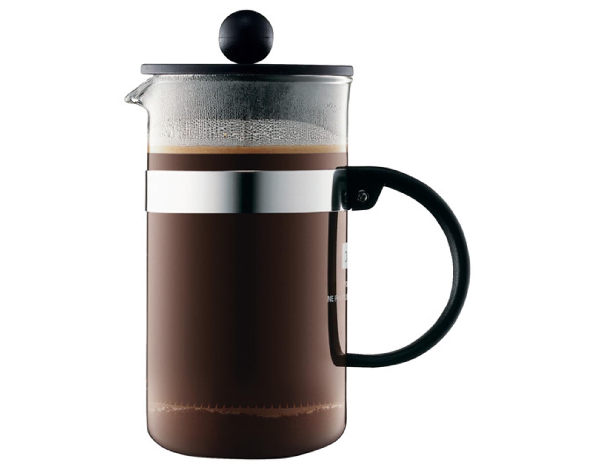 Eleganter BODUM Bistro Kaffeezubereiter für 3 Tassen, aus Borosilikatglas und Edelstahl, für stilvollen Kaffeegenuss.