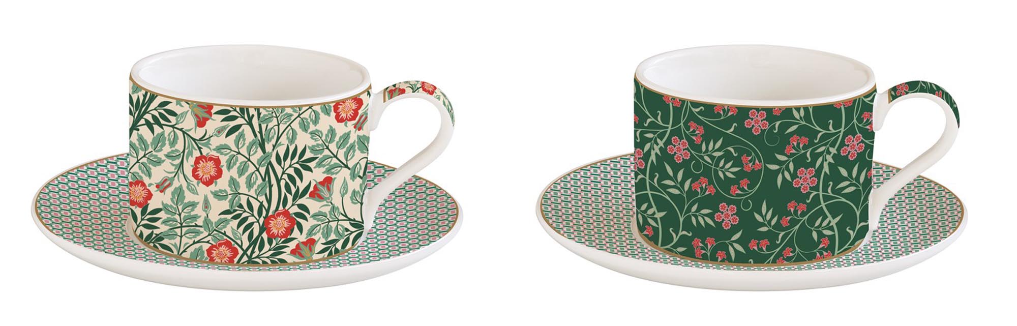 Stilvolle 2er Kaffee Tassen (240ml) aus hochwertigem Porzellan mit Untertassen. Ideal für Kaffeeliebhaber, die Eleganz und Funktionalität schätzen.