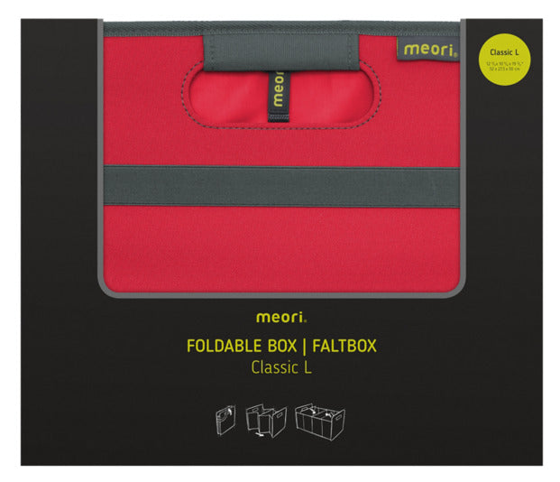 Die MEORI Faltbox L Classic in Hibiscus Red ist eine stilvolle, faltbare Aufbewahrungslösung für Zuhause oder unterwegs.