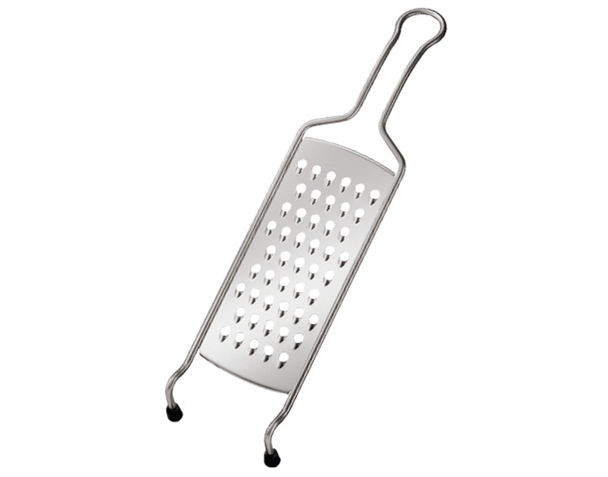 Die RÖSLE Grobreibe 40x11 cm: Edelstahl, spülmaschinenfest, scharfe Klingen, ergonomisch, rutschfester Griff, vielseitig einsetzbar.