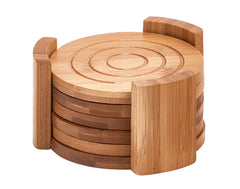 Zeller coaster set bamboo 7-piece Ø 12x7.7 cm