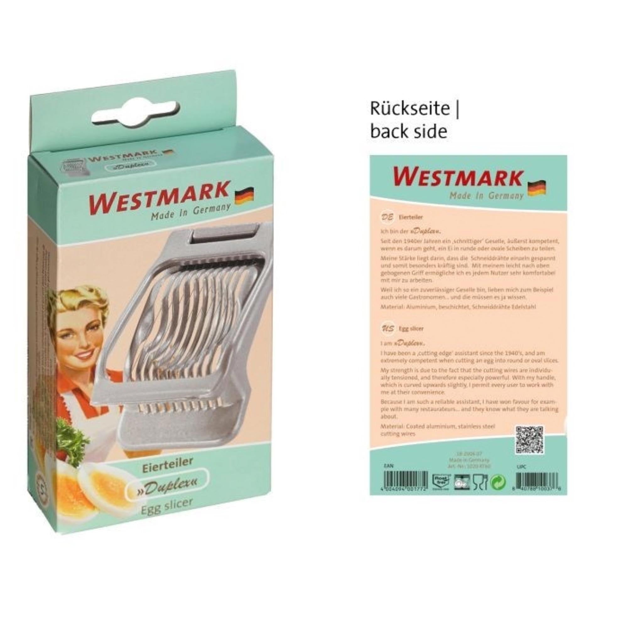 Retro Eierteiler Duplex von Westmark, 13.5x8x3.5cm, robust und praktisch, für perfekte Eierscheiben, ein Must-Have für jede Küche.