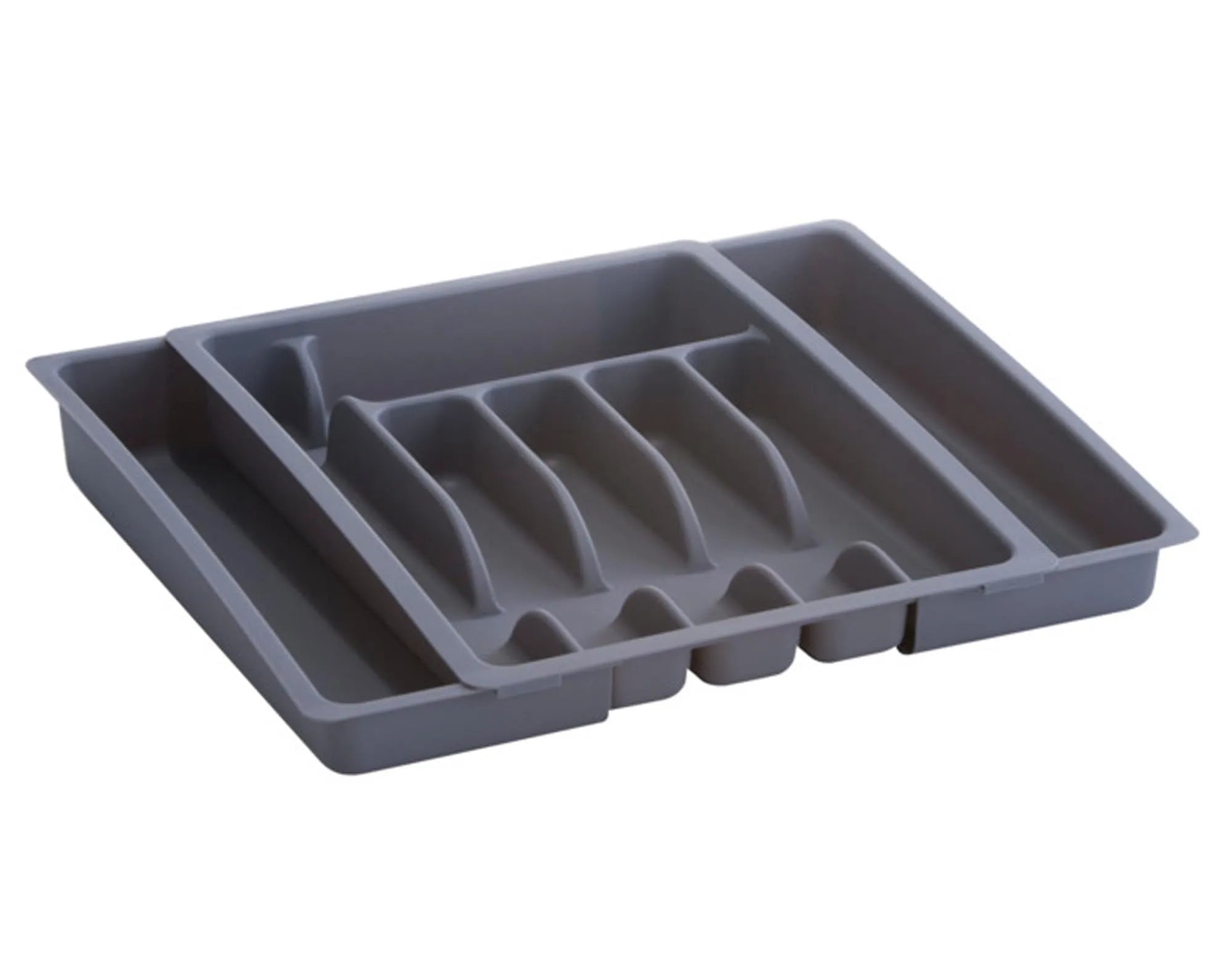 Eleganter, ausziehbarer Besteckkasten in Grau von ZELLER PRESENT, 29-50x38x6.5 cm, robust, pflegeleicht, für ordentliche Besteckaufbewahrung.