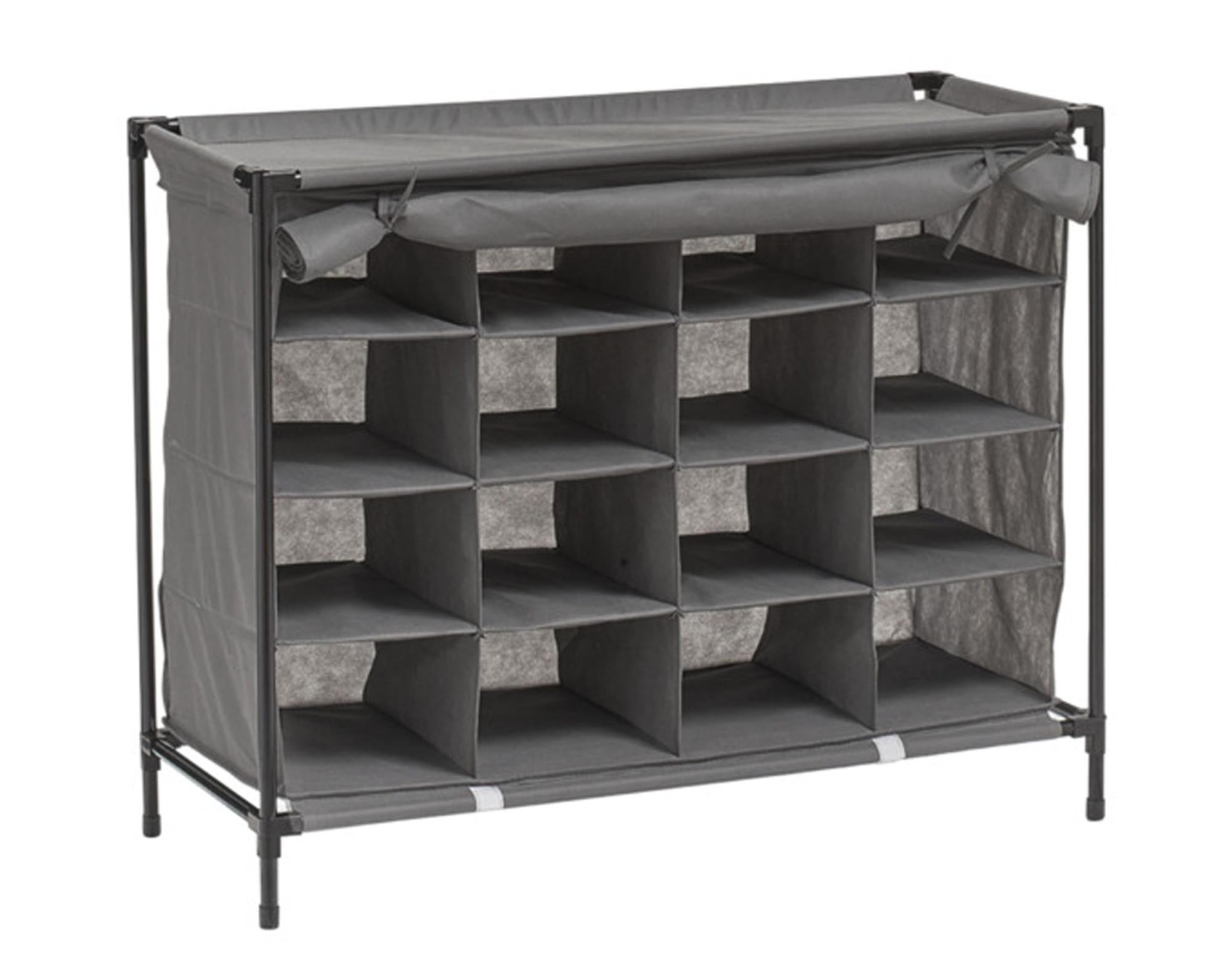 Armoire à chaussures Zeller 16 compartiments gris 84x35x66 cm