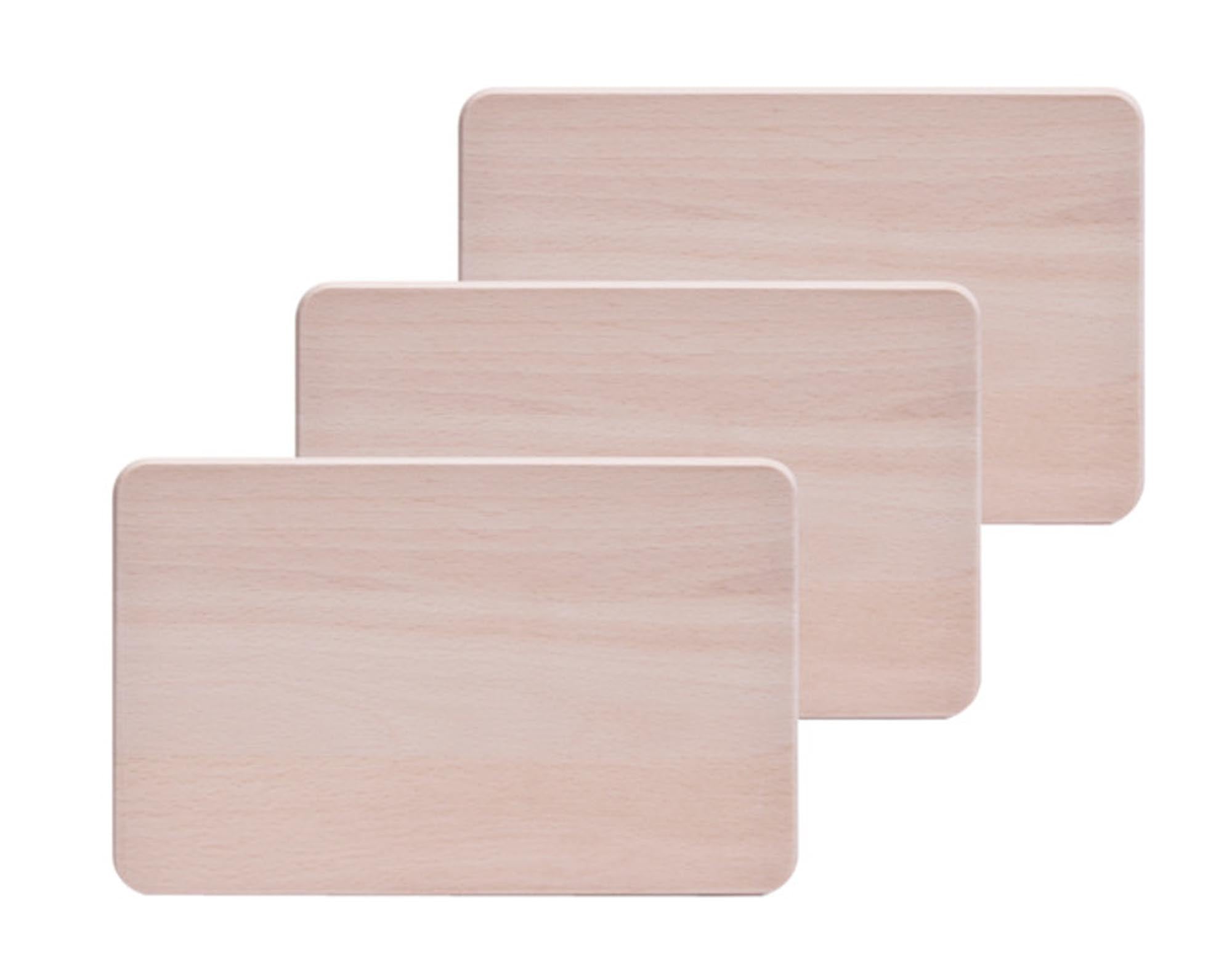 Praktische Schneidbretter aus Buchenholz, 3er-Set, 22x14x1 cm, langlebig, antibakteriell, ideal für Küche.