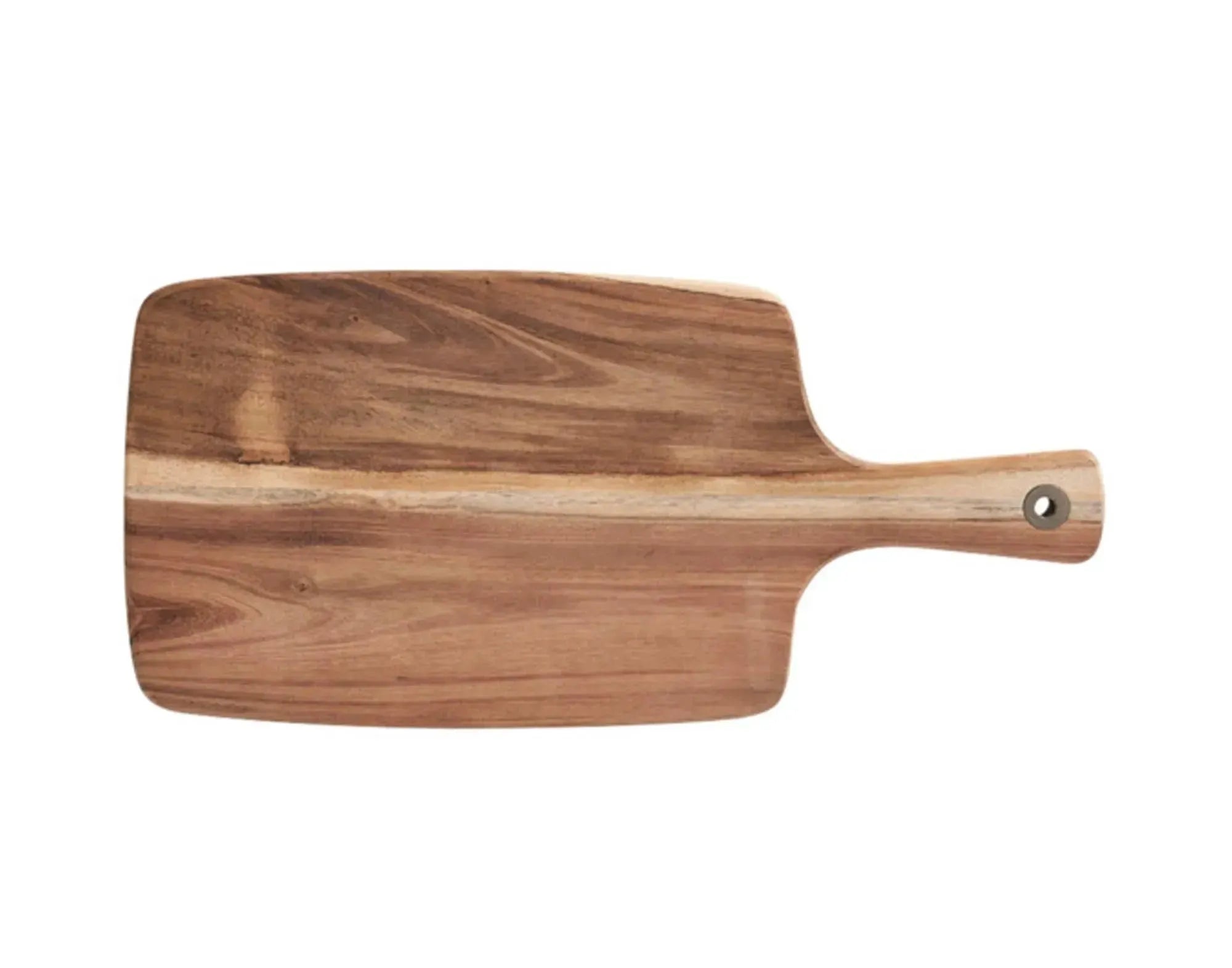 Elegantes Akazien-Schneidbrett (42x19.5x1.2 cm) mit Griff: robust, antibakteriell, ideal zum Schneiden & Servieren.