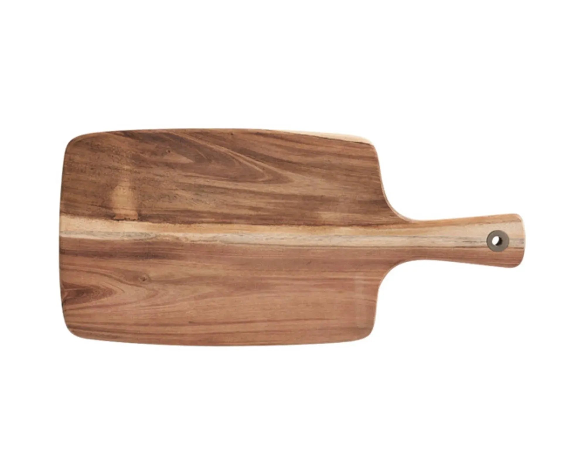 Elegantes Akazien-Schneidbrett (42x19.5x1.2 cm) mit Griff: robust, antibakteriell, ideal zum Schneiden & Servieren.