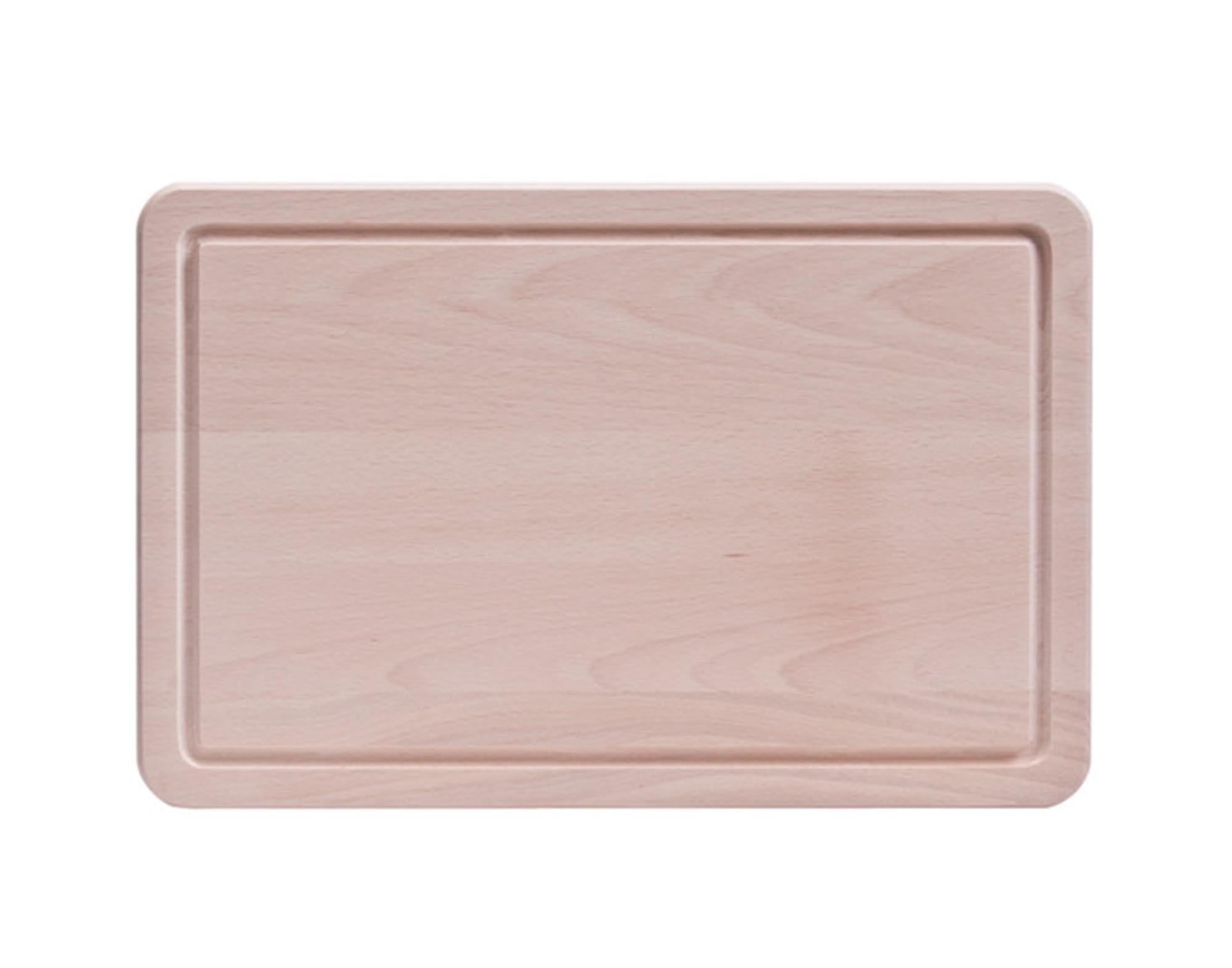 Robustes Schneidbrett aus Buchenholz (35x23x1.5 cm) mit Saftrille von ZELLER PRESENT – ideal für sauberes, hygienisches Arbeiten.