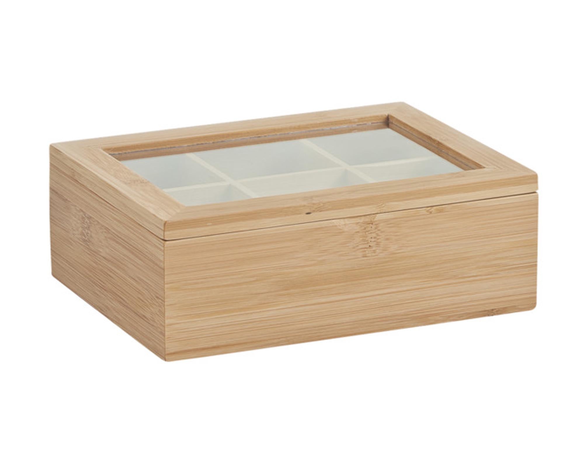 Stilvolle Teebeutelbox aus nachhaltigem Bambus (21x16x7.5 cm) von ZELLER PRESENT – elegant, funktional, ideal für Teeliebhaber.