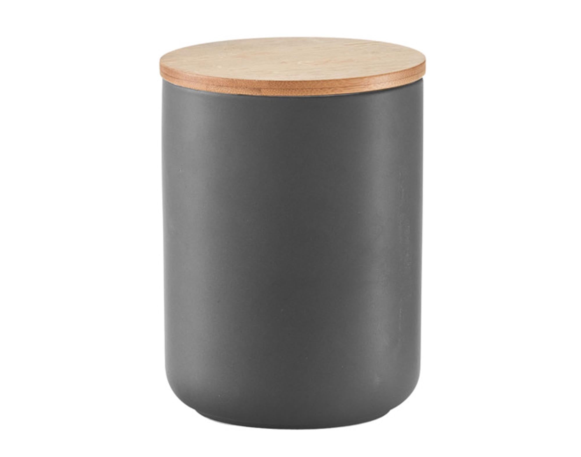 Zeller storage can anthracite with lid bamboo 1150 ml