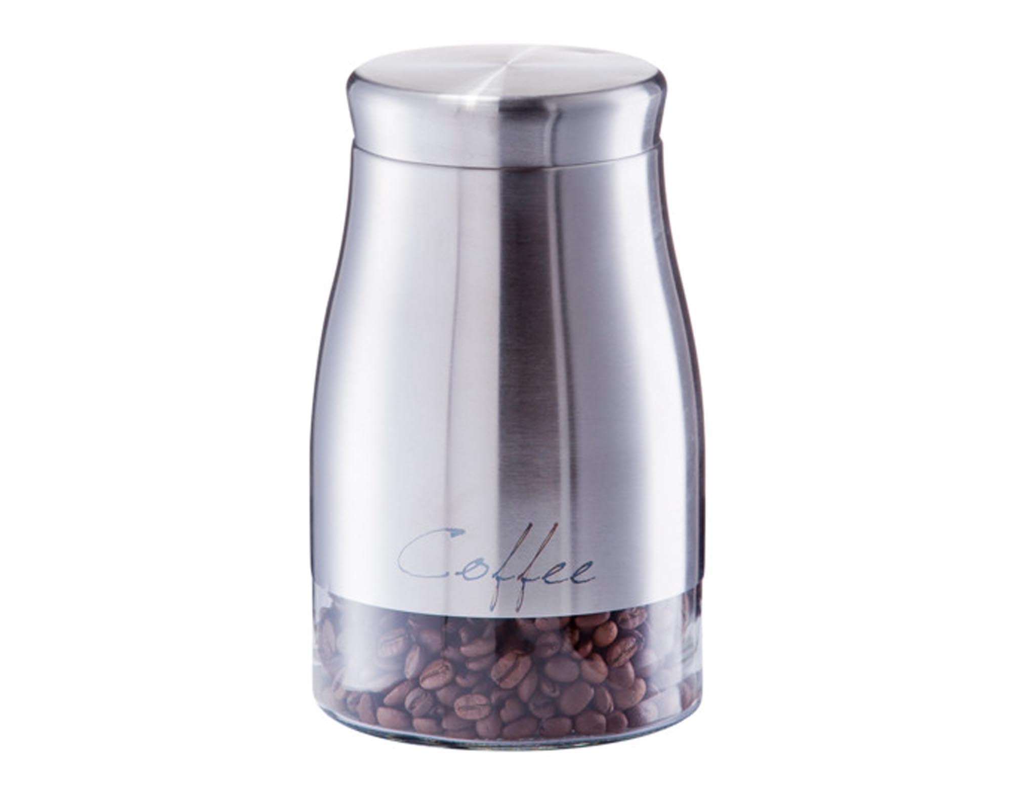 Stilvolles 1300 ml Vorratsglas aus Glas und Edelstahl für frischen Kaffee. Transparent, luftdicht, spülmaschinenfest.