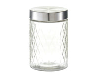 ZELLER Barattolo portaoggetti diamante con coperchio in acciaio inox 1200 ml ø 11x17 cm