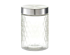 ZELLER Barattolo portaoggetti diamante con coperchio in acciaio inox 1200 ml ø 11x17 cm
