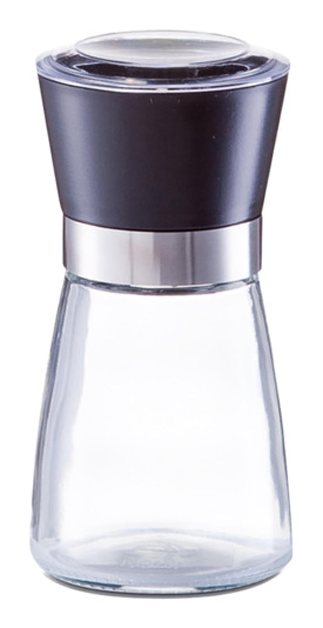 Elegante ZELLER Pfeffermühle aus schwarzem Glas, 6,5x13,6 cm, mit präzisem Mahlwerk für frischen Pfeffer. Ideal für moderne Küchen.