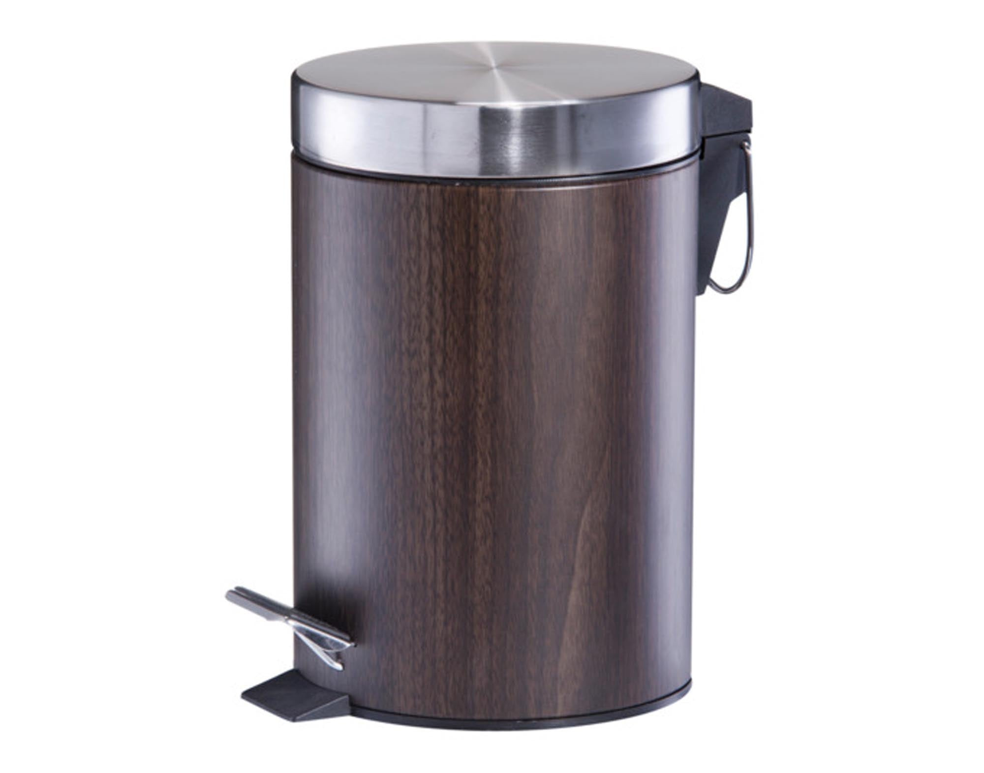 ZELLER Treteimer Metall Walnussdekor 3 l ø 17x26 cm in  präsentiert im Onlineshop von KAQTU Design AG. Mülleimer ist von ZELLER PRESENT