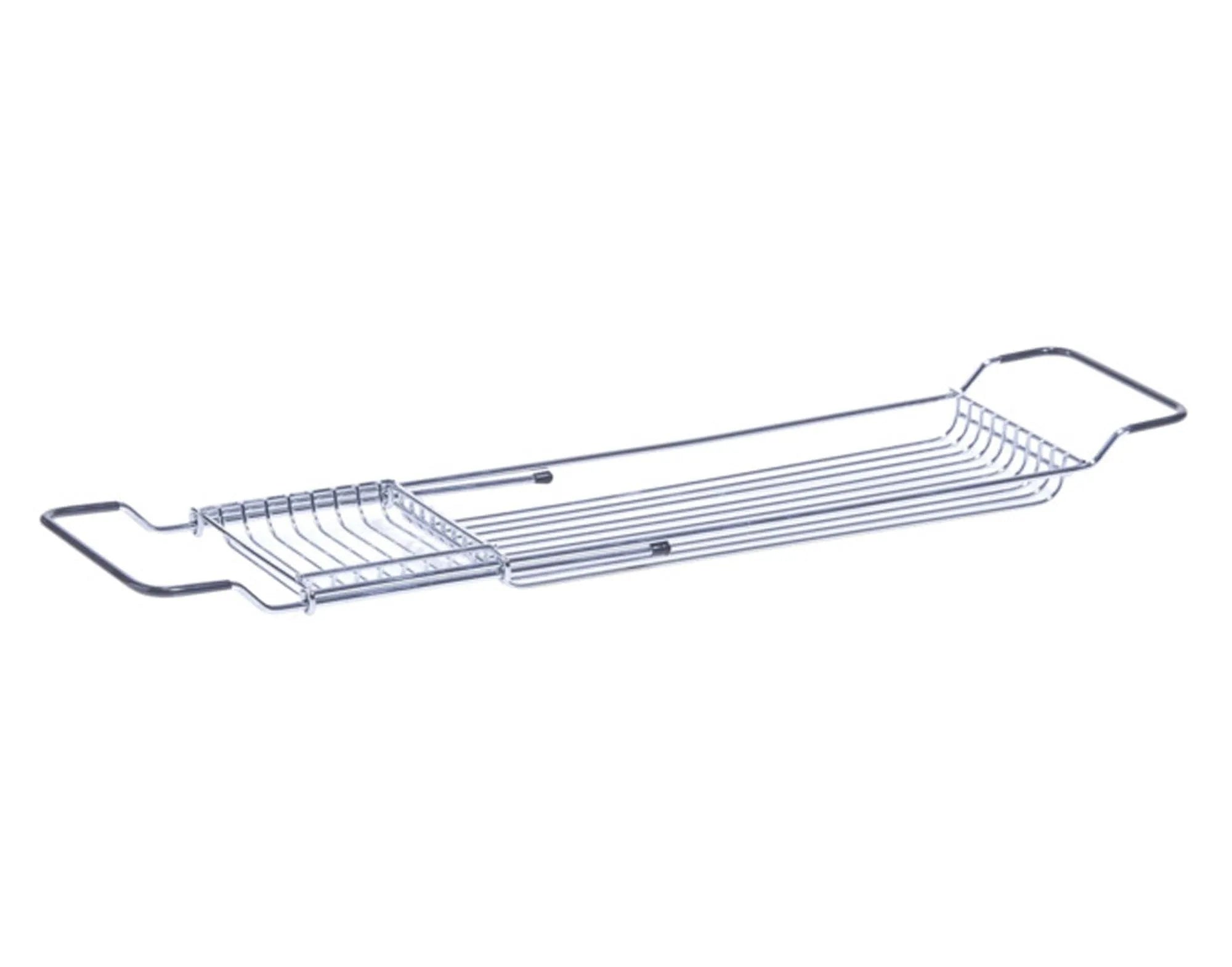 Verchromte, ausziehbare Badewannenablage (65.5-76.5 cm) von ZELLER PRESENT: stilvoll, langlebig, ideal für Badutensilien.