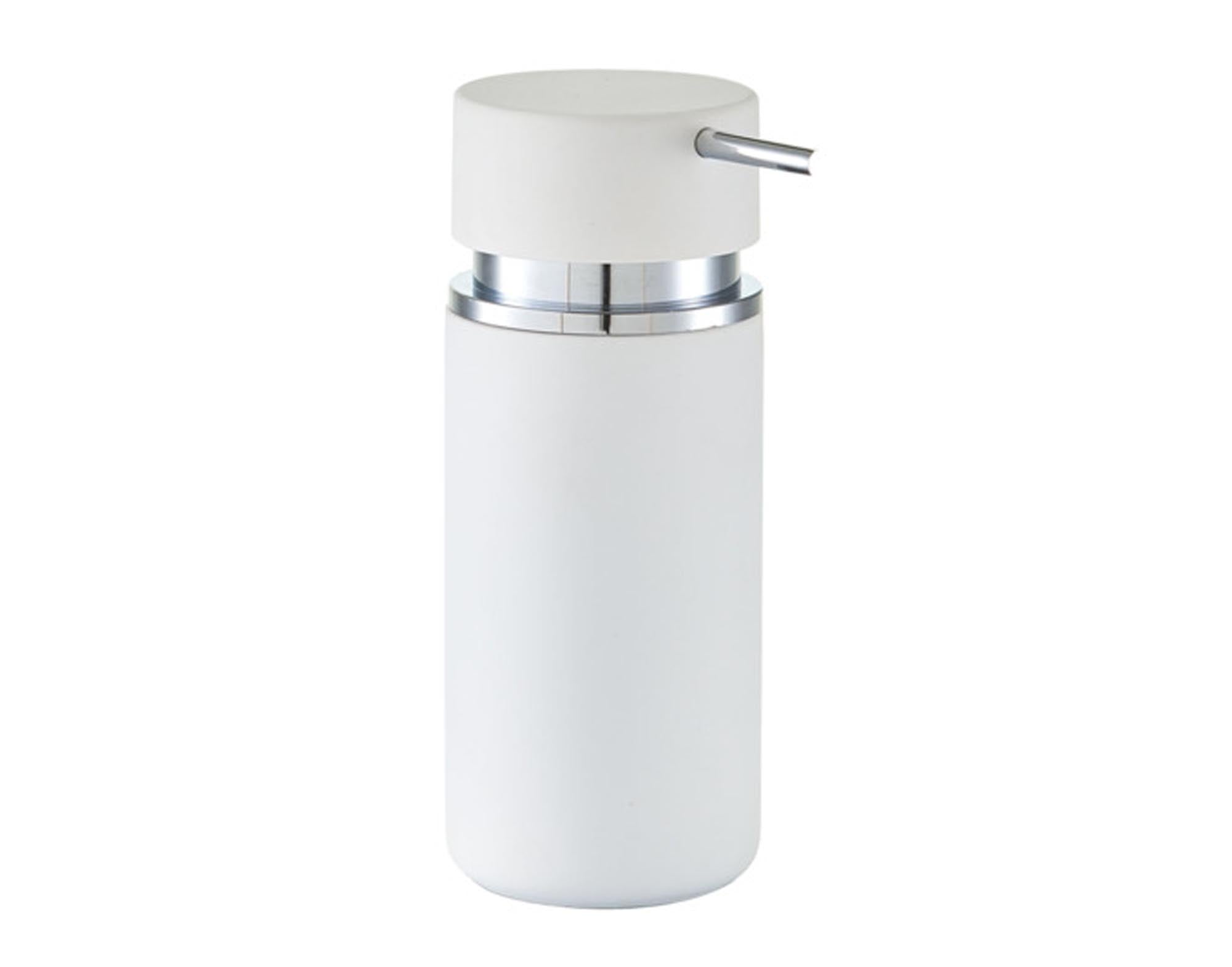 ZELLER Seifenspender Rubber Keramik weiss ø 6.6x16 cm in  präsentiert im Onlineshop von KAQTU Design AG. Badzubehör ist von ZELLER PRESENT