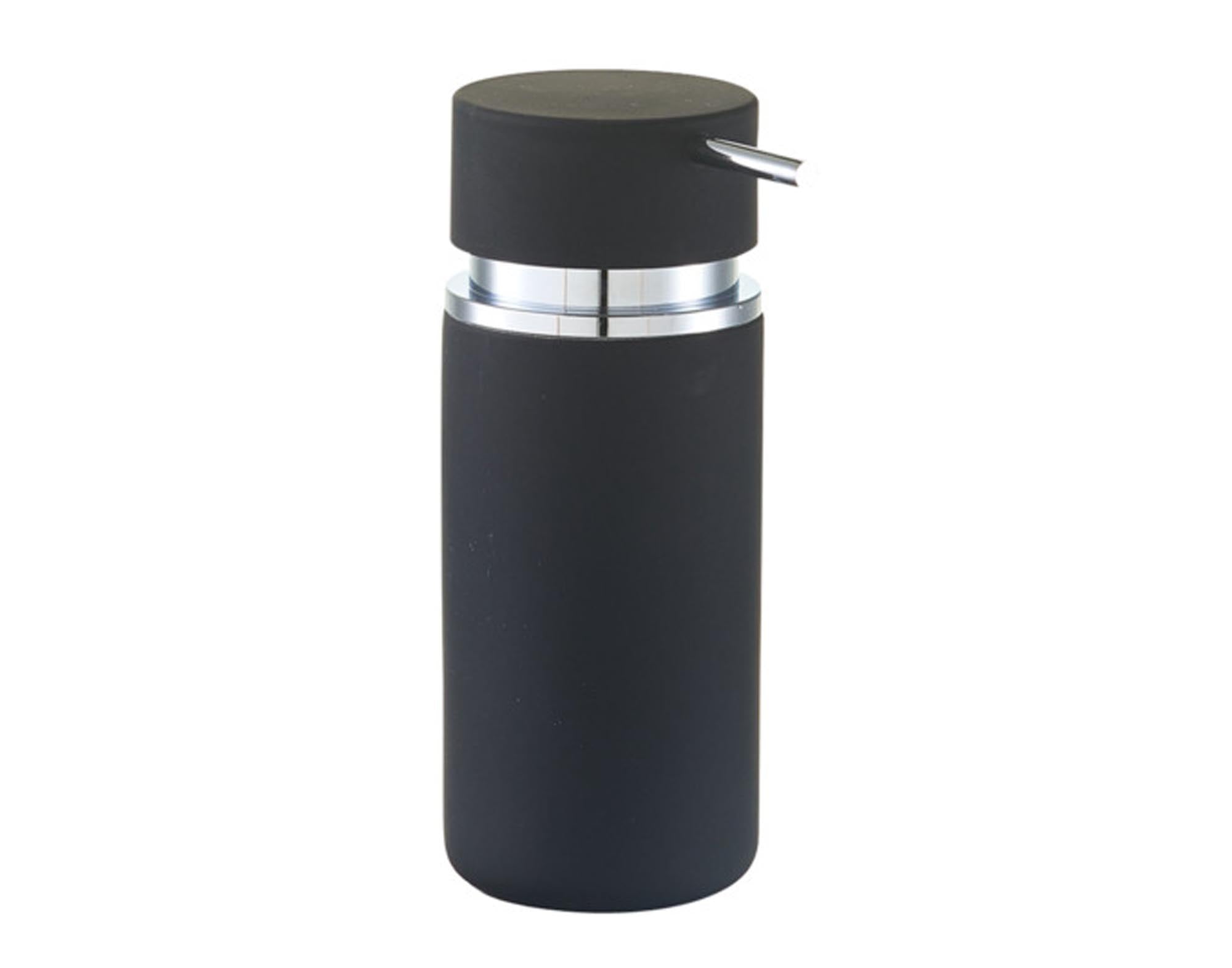 ZELLER Seifenspender Rubber Keramik schwarz ø 6.6x16 cm in  präsentiert im Onlineshop von KAQTU Design AG. Badzubehör ist von ZELLER PRESENT