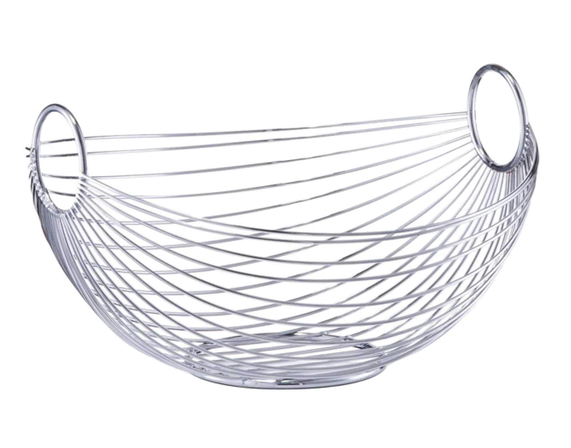 Eleganter, verchromter Fruchtkorb von ZELLER PRESENT, oval 28x25.5x16 cm, ideal für stilvolle Obstpräsentation.