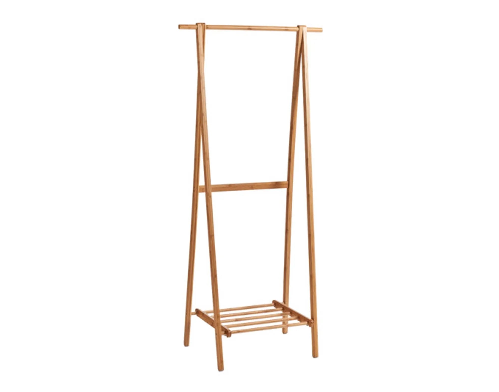Stilvoller Garderobenständer aus robustem Bambus, 73.5x44.5x159 cm, für moderne und rustikale Räume.
