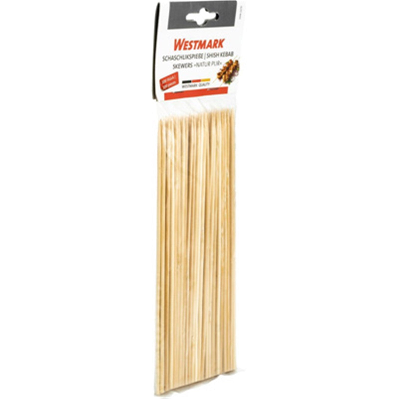 100 nachhaltige Schaschlikspieße aus Birkenholz, 20 cm lang, 0,3 cm dick, perfekt für Grillen, Kochen und kreative Anwendungen.