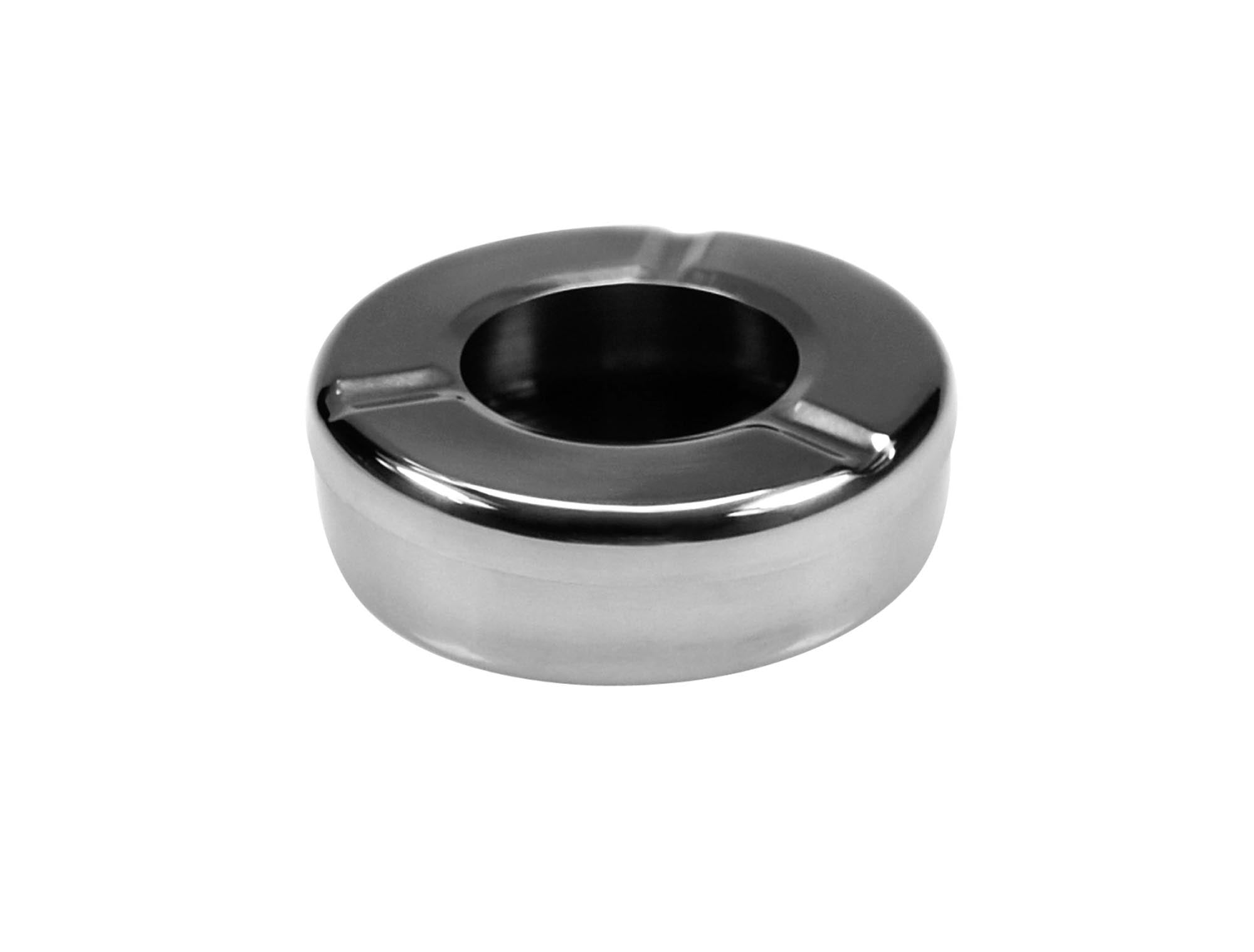 Eleganter Sicherheitsaschenbecher aus Edelstahl, 11 cm, von Maison Truffe: robust, korrosionsbeständig, stilvoll und hygienisch.