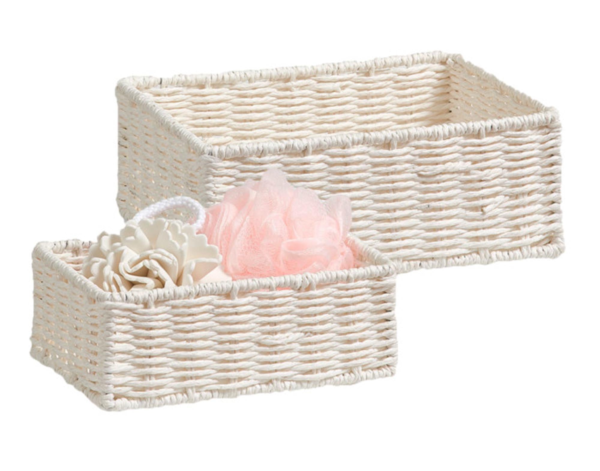 ZELLER Korb-Set Papier 2 Stück weiss 20x14x7 cm und 24x18x9 cm