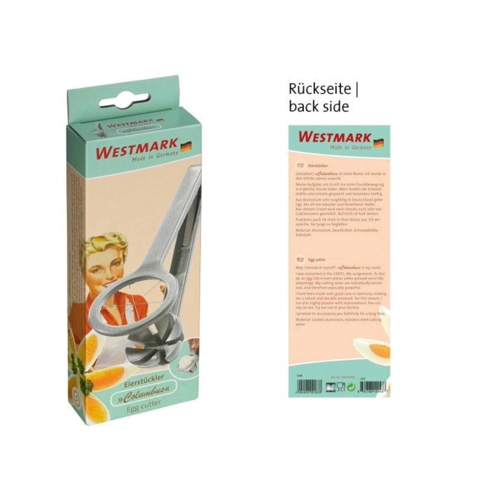 Retro Eierstückler Columbus von Westmark, 18x6.5x3cm, perfekt für gleichmäßige Eierscheiben, langlebig und ein praktisches Küchenwerkzeug.