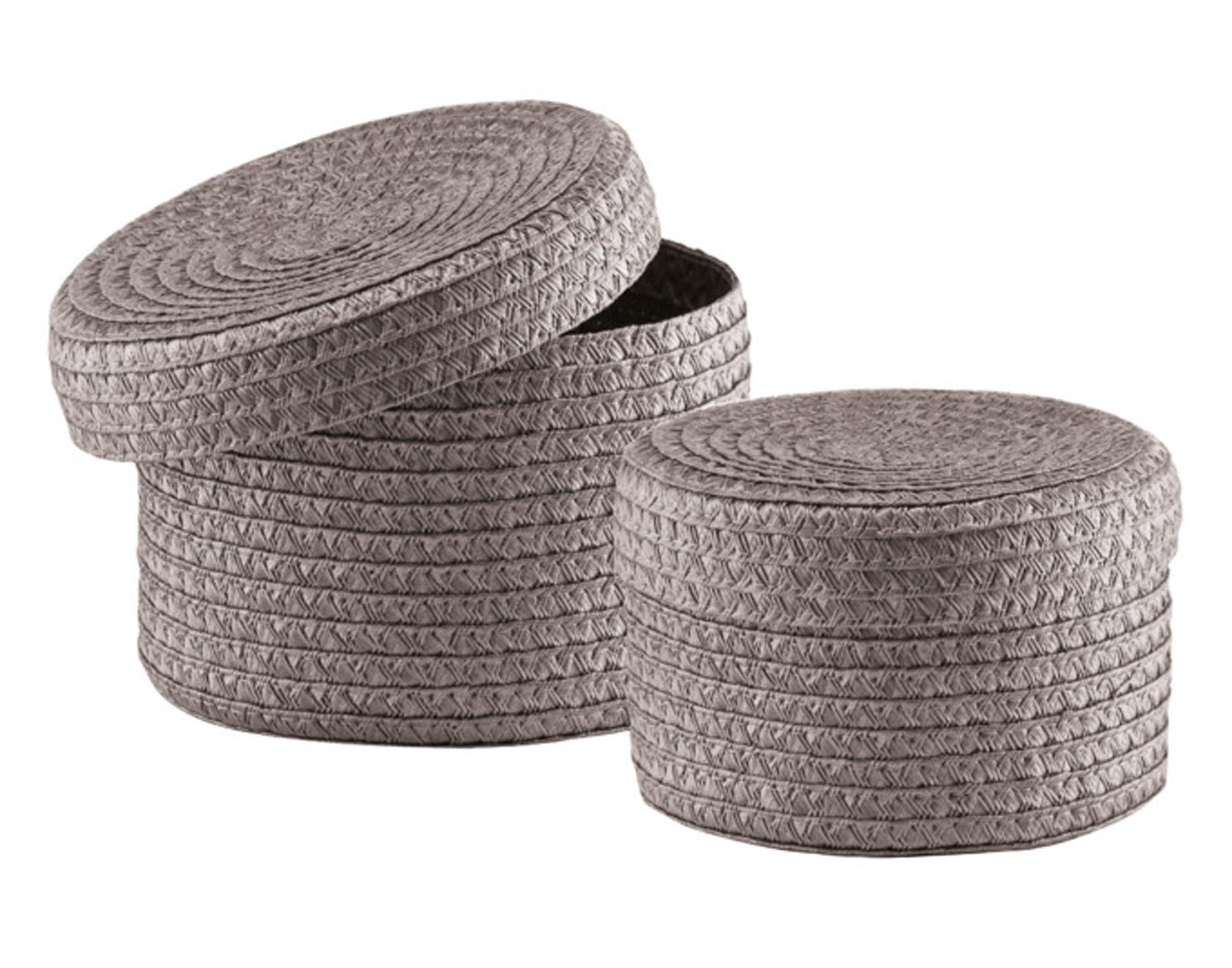 Zeller basket set with lid 2 pieces gray Ø 16x10 cm and Ø 17x12 cm