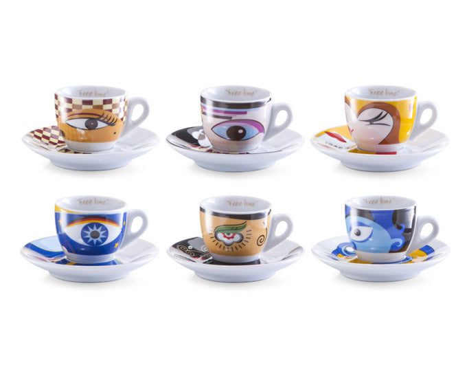 Espressotassen-Set Magic Eyes 6 Tassen mit Untertasse in  präsentiert im Onlineshop von KAQTU Design AG. Espressotassen ist von ZELLER PRESENT