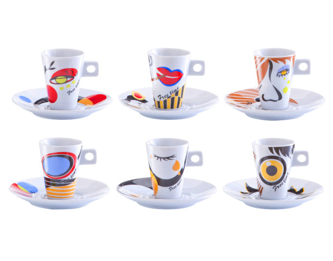 Espressotassen-Set Faces 6 Tassen mit Untertasse in  präsentiert im Onlineshop von KAQTU Design AG. Espressotassen ist von ZELLER PRESENT