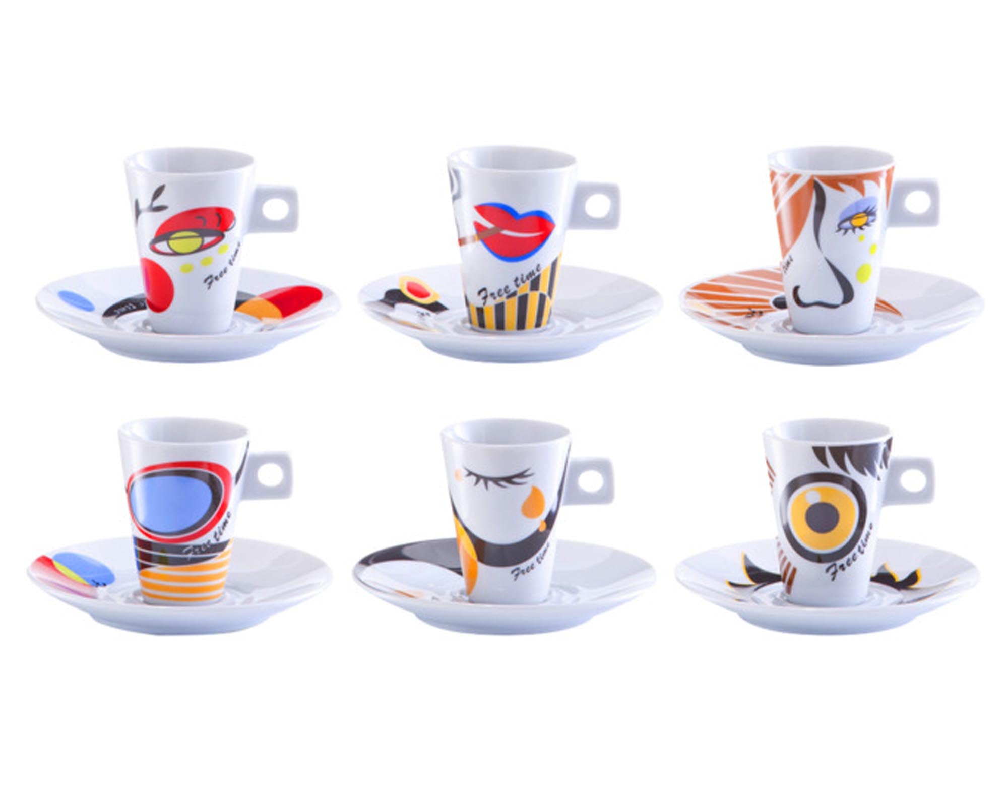 Entdecken Sie das ZELLER Espressotassen-Set Faces: 6 humorvolle Tassen aus hochwertigem Porzellan, ideal für Kaffeeliebhaber und Geschenke.