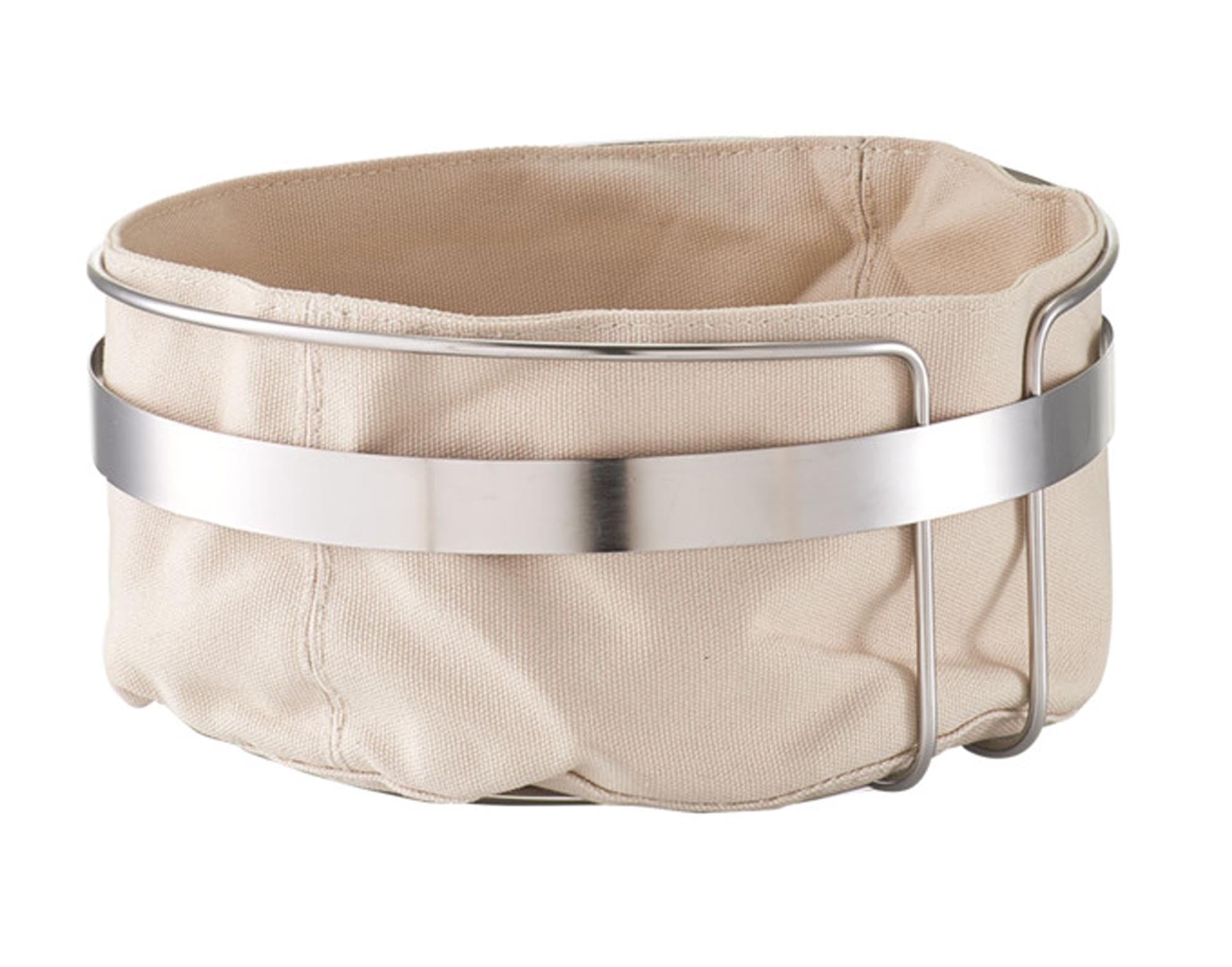 ZELLER Brotkorb mit Beutel Baumwolle Metall beige ø 22x10.8 cm in  präsentiert im Onlineshop von KAQTU Design AG. Brotkorb ist von ZELLER PRESENT