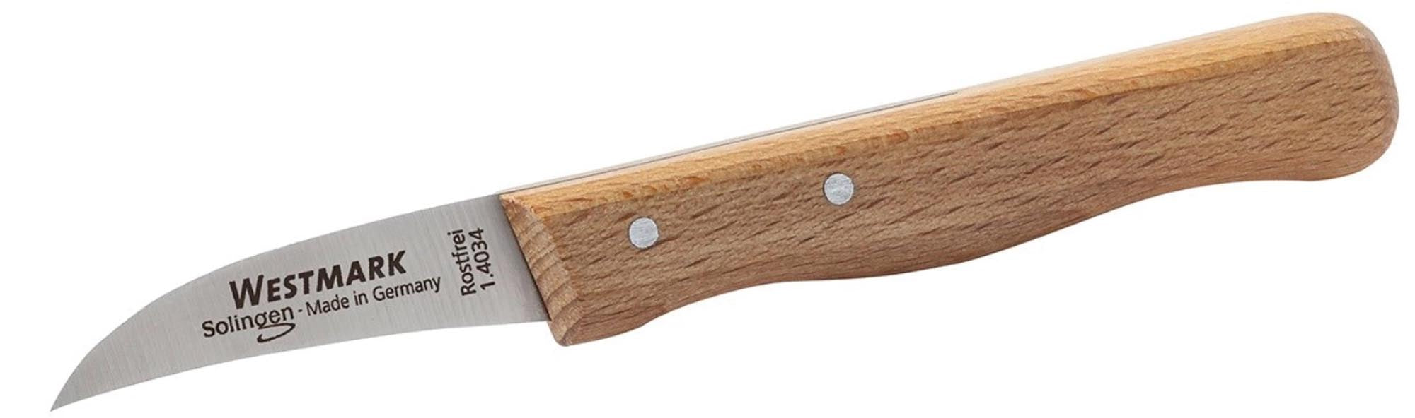 Schälmesser Greta, gebogene Klinge in Braun präsentiert im Onlineshop von KAQTU Design AG. Küchenhelfer ist von Westmark