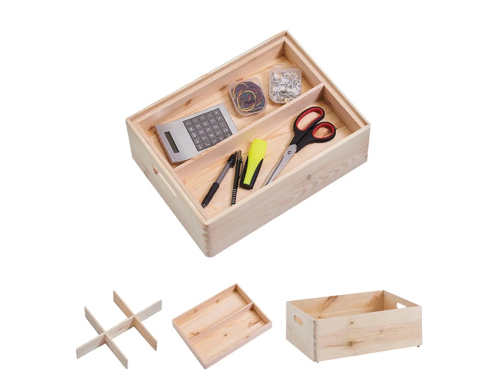 Robustes Kiefernholz-Kisten-Set von ZELLER PRESENT: 3-teilig, 40x30x15 cm, ideal für stilvolle Aufbewahrung in jedem Raum.