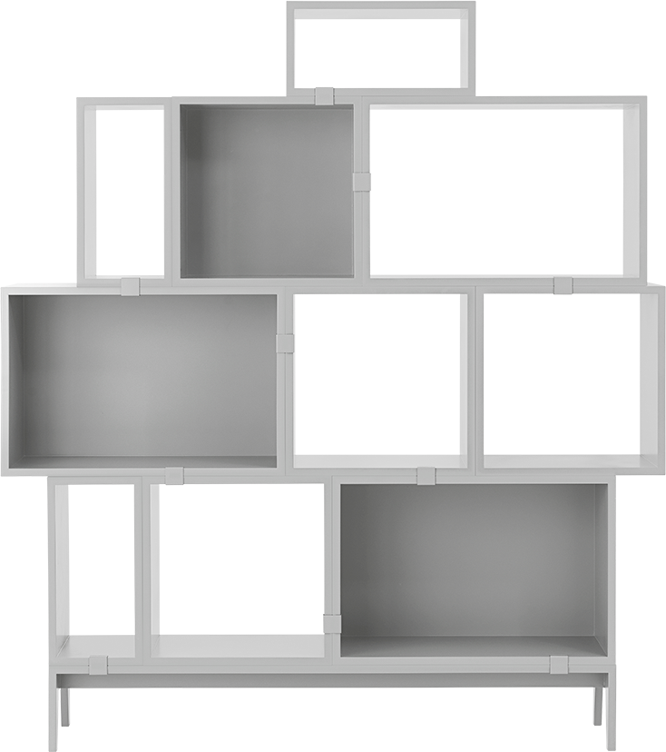 Stacked Storage System Bookshelves Konfiguration 5 in Weiss / Grau präsentiert im Onlineshop von KAQTU Design AG. Bücherregal ist von Muuto