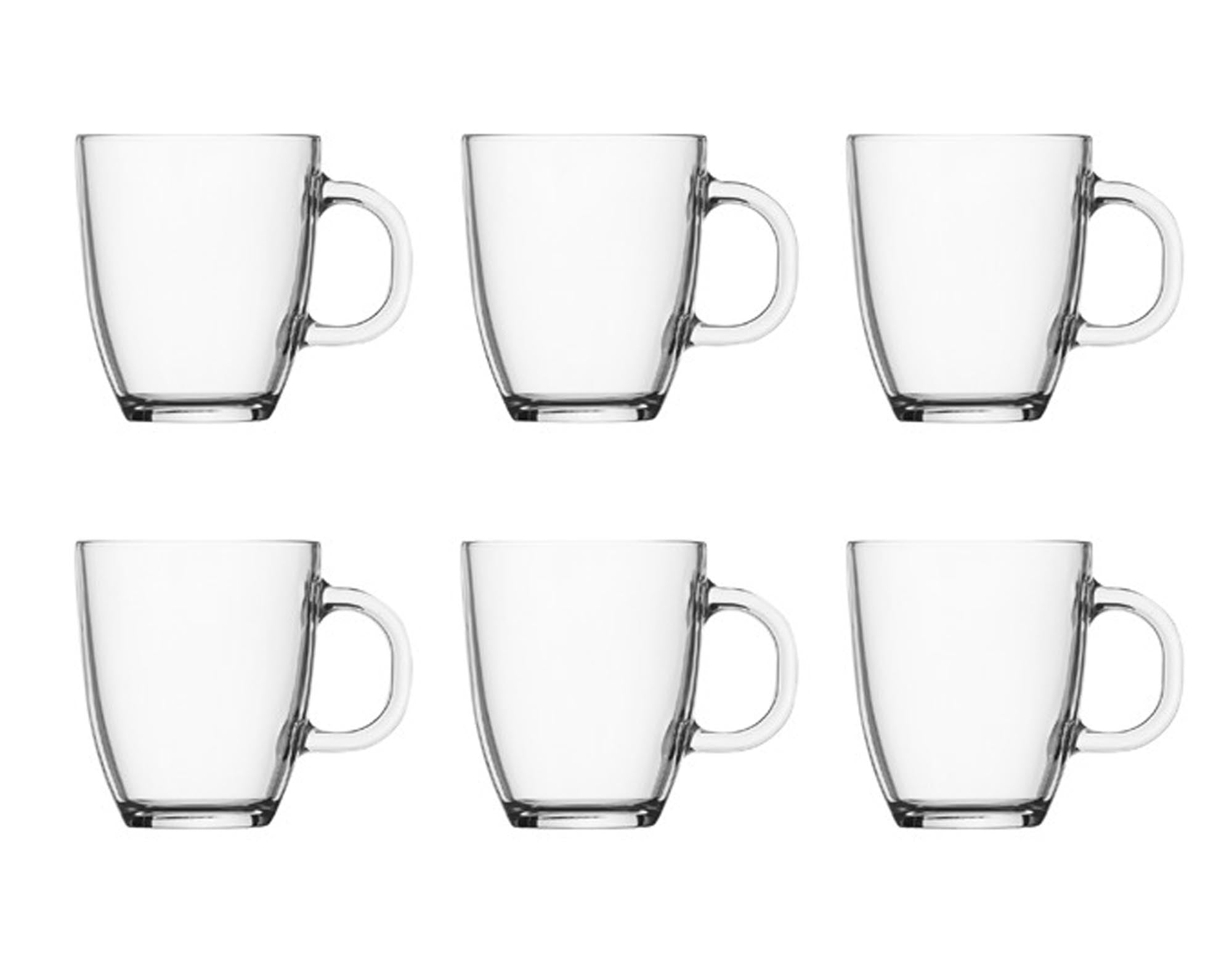 Elegante BODUM Bistro Tassen: 6er Set, 0,35 l, aus robustem Borosilikatglas. Zeitloses Design für stilvollen Kaffeegenuss.