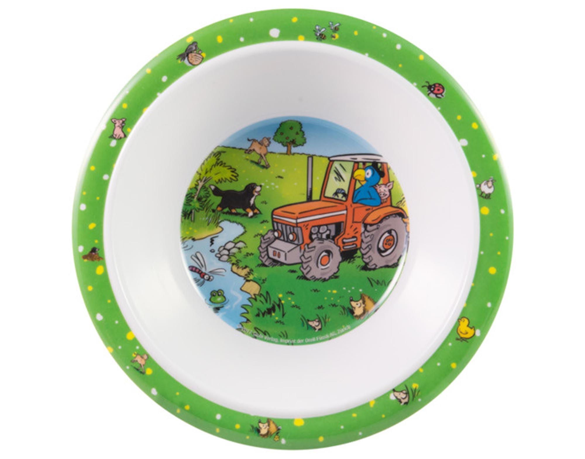 Charmante Porzellanschüssel mit Bauernhofmotiv, ideal für Suppen, Salate und Desserts. Perfekt für Kinder und Erwachsene.
