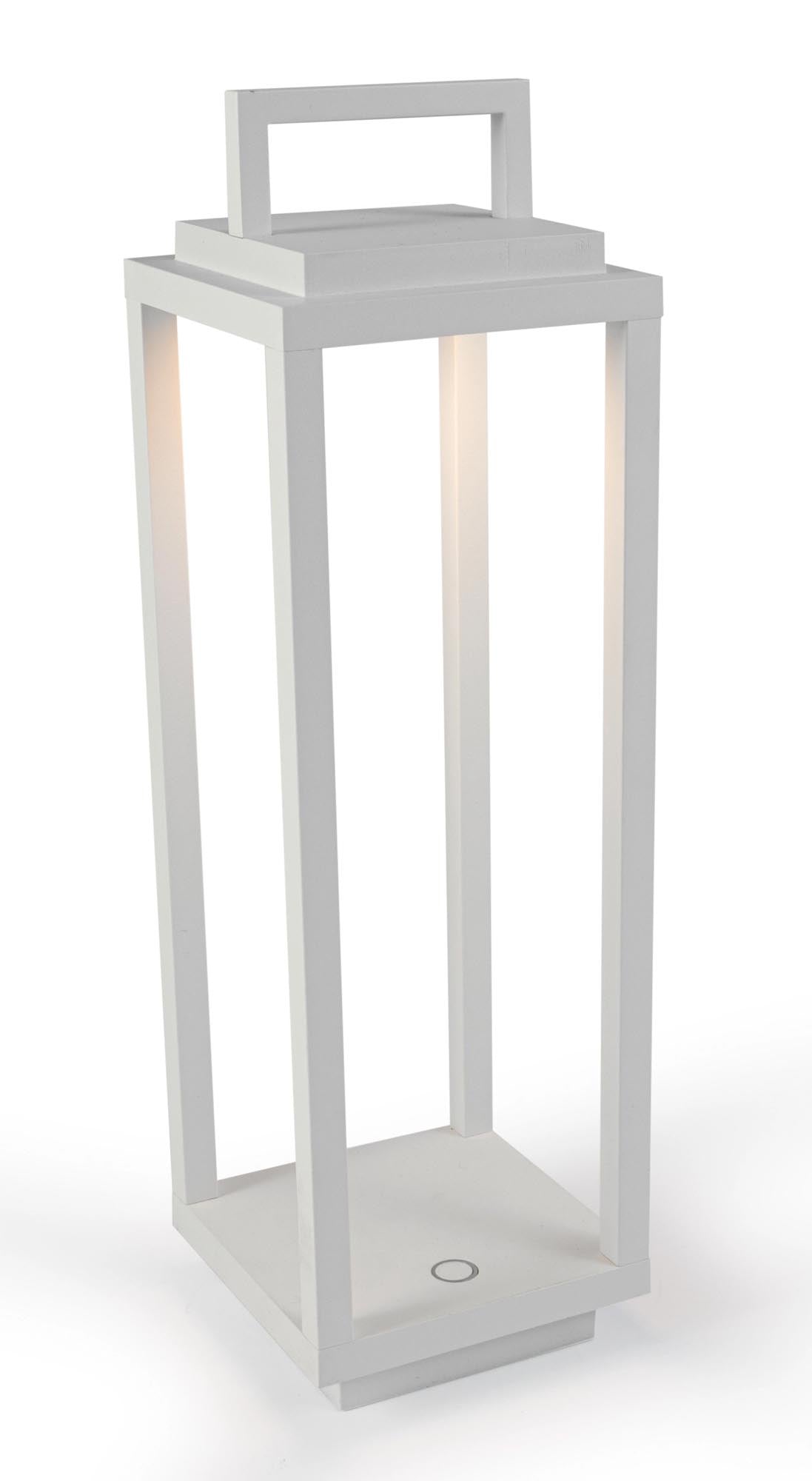 Stilvolle, wiederaufladbare Tischleuchte aus Aluminium und Stahl, ideal für Innen- und Außenbereiche, zeitloses Design.