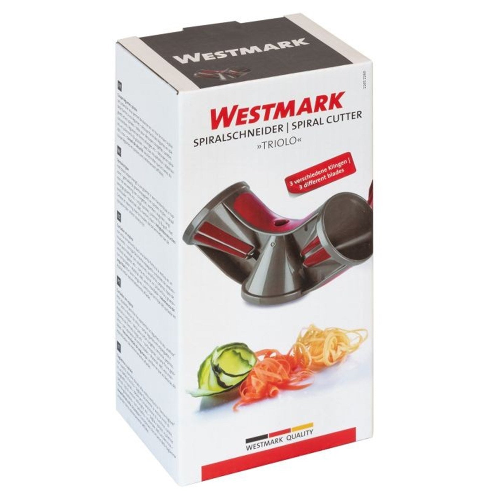 Der Spiralschneider Triolo von Westmark, handlich und vielseitig, verwandelt Gemüse in kreative Spiralen für gesunde Gerichte und ansprechende Präsentationen.