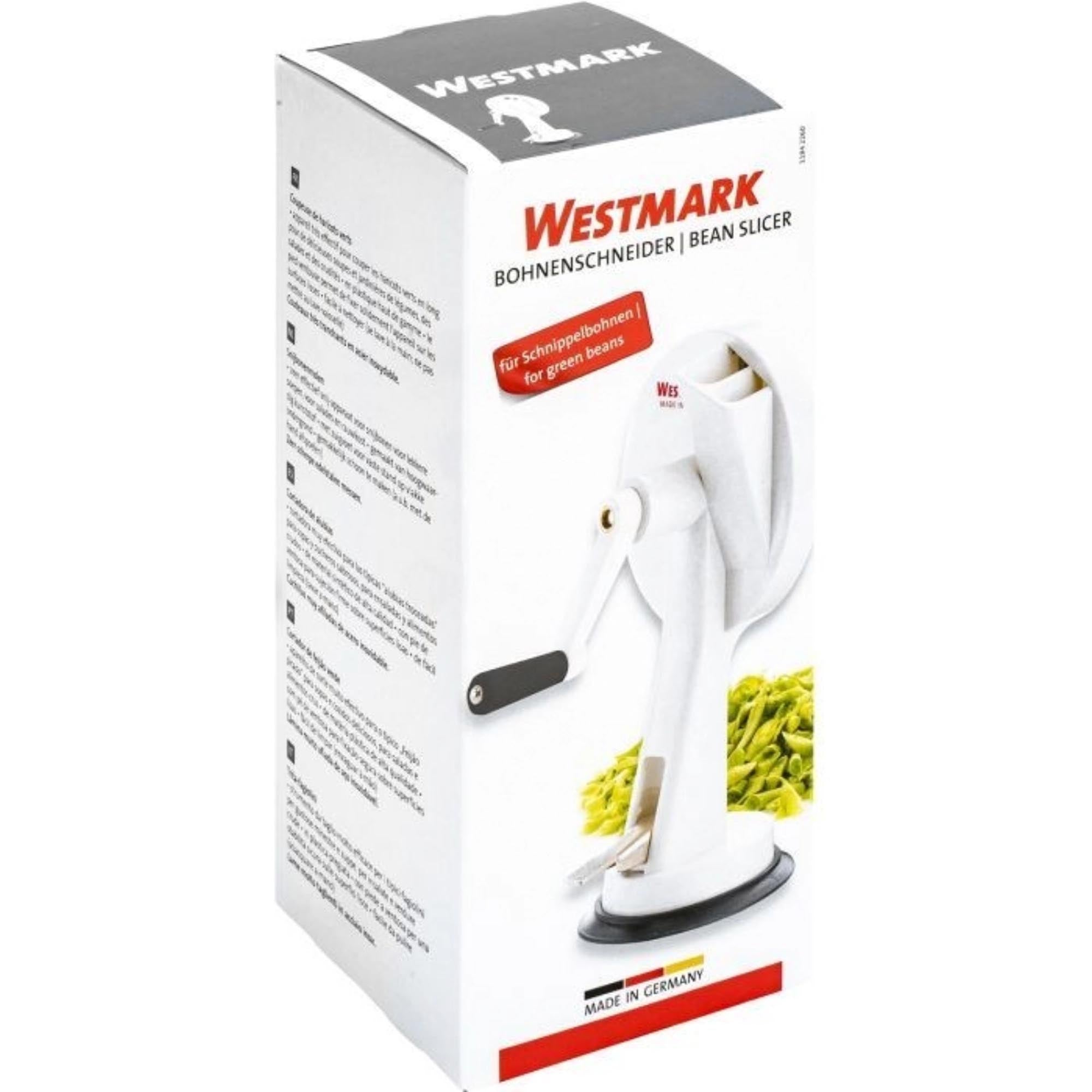 Effizienter Bohnenschneider aus Kunststoff von Westmark, Maße 15x12x22cm, perfekt für müheloses Schneiden von Bohnen.