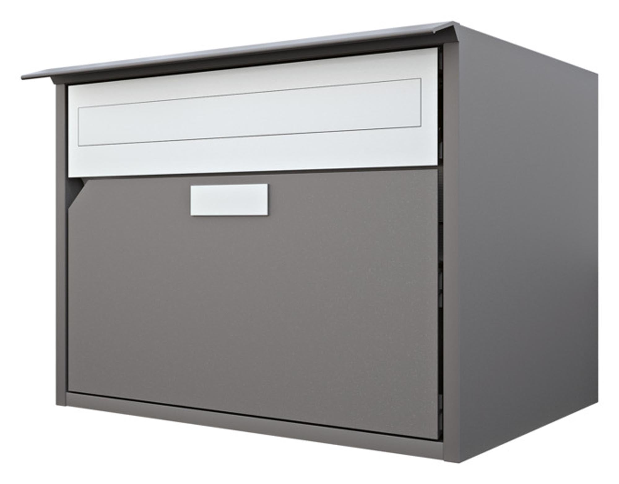 Eleganter Briefkasten Alu 400 von HUBER: Hochwertiges Aluminium, wetterfest, mit sicherer abschließbarer Tür und praktischem Zeitungsfach für Ihre Post.