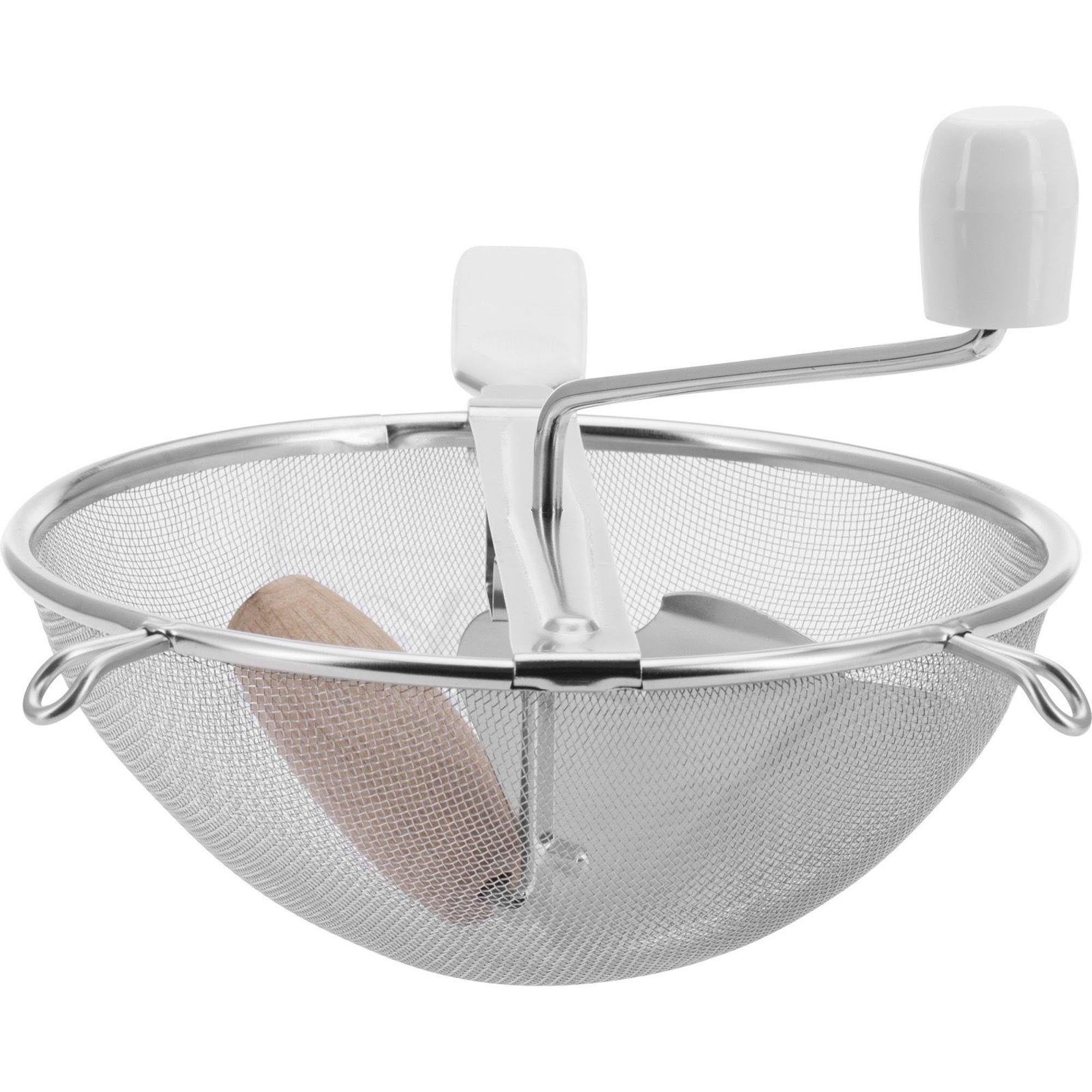 Hochwertiges Passiersieb aus Edelstahl, ideal für Küche und Gastronomie, Maße 37x20x18cm, langlebig und vielseitig einsetzbar.