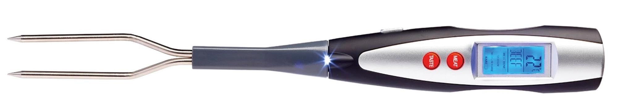 Braten-und Grillgabel mit Thermometer in Silber präsentiert im Onlineshop von KAQTU Design AG. Besteck ist von Westmark