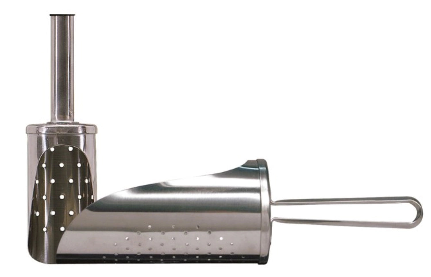 Eisschaufel gelocht 10cm 0.1 lt. in Silber präsentiert im Onlineshop von KAQTU Design AG. Barzubehör ist von de Buyer